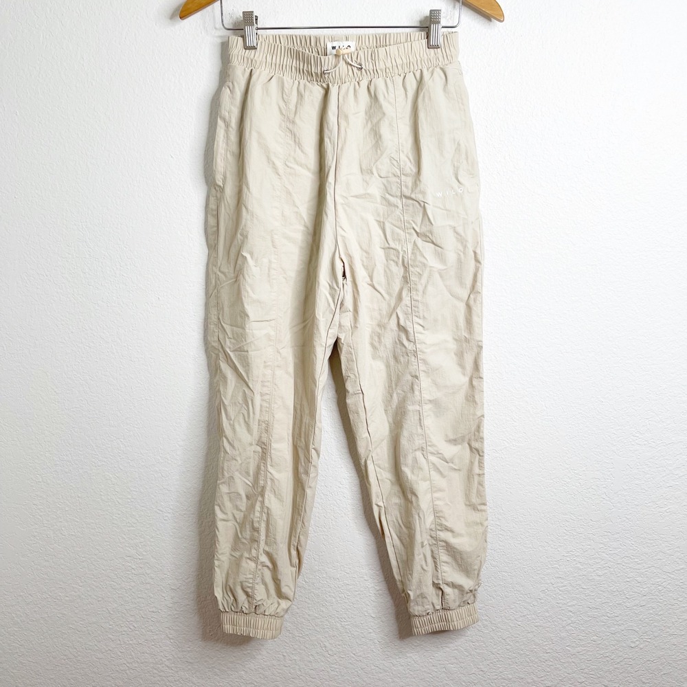 Wilo The‎ Label Womens XS Beige Neutral Nylon Joggers Elastic Waist